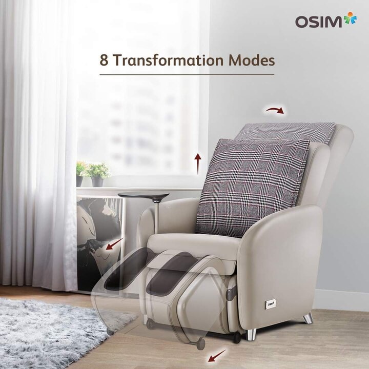 OSIM uDiva 3 (Brown) Transformer Smart Sofa + Cushion Cover (Houndstooth)