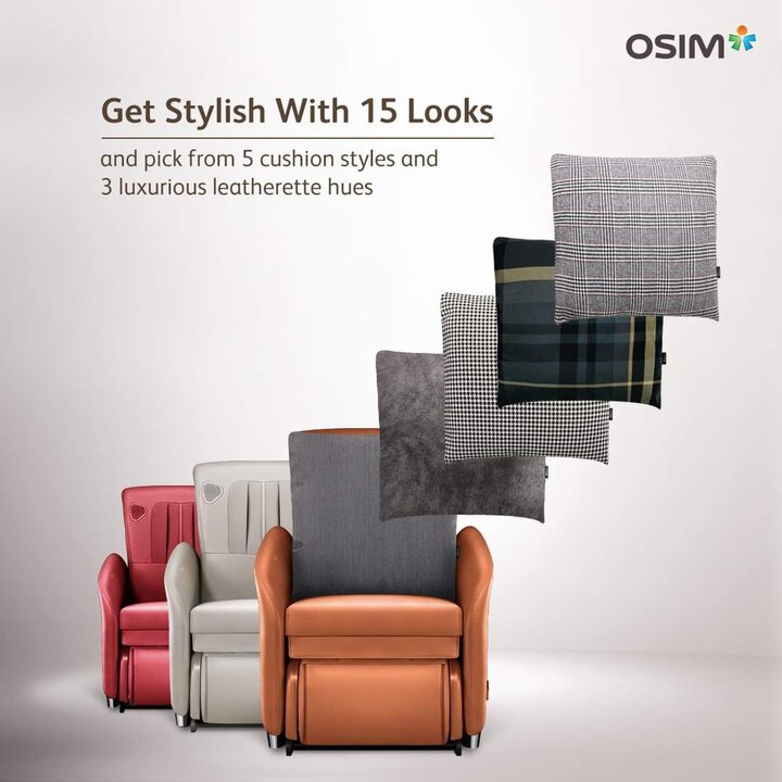 OSIM uDiva 3 (Brown) Smart Sofa + Cushion Cover (Herringbone)