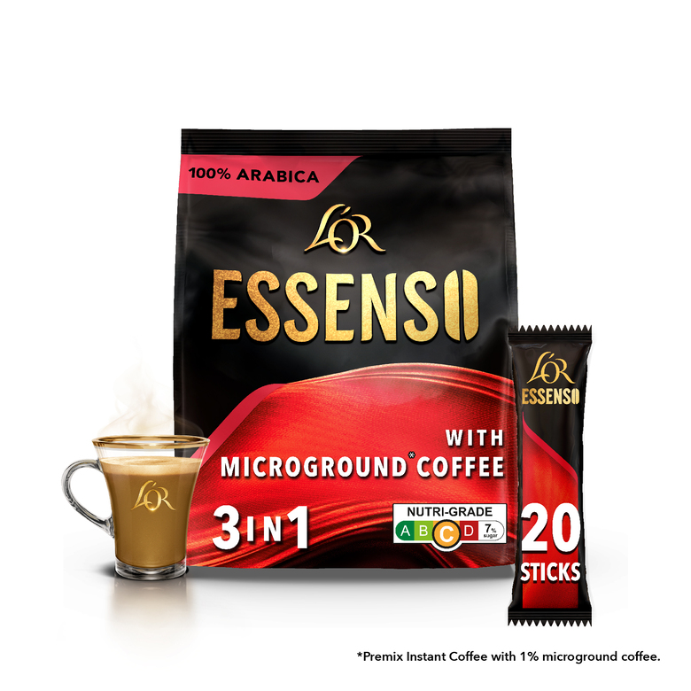 L'OR ESSENSO with Microground Instant 3in1 Coffee, 20 Sticks