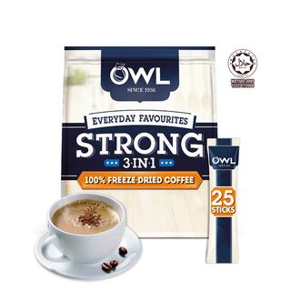 OWL 3in1 Instant Coffee - Everyday Favourites with 100% Freeze-Dried Coffee Strong, 25 sticks
