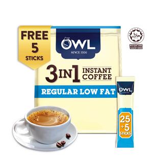 OWL 3in1 Instant Coffee Regular Low Fat, 30 sticks