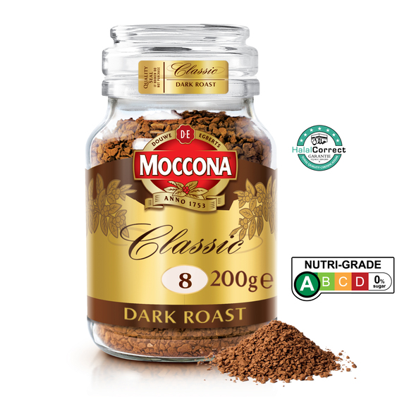 MOCCONA Classic Dark Roast Intensity 8 Freeze Dried Instant Coffee, 200g