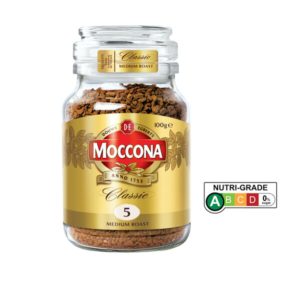 MOCCONA Classic Medium Roast Intensity 5 Freeze Dried Instant Coffee, 100g