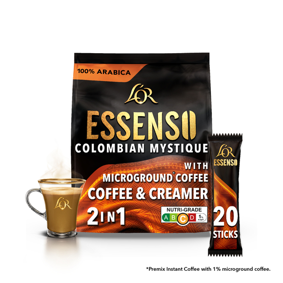 L'OR ESSENSO Colombian Mystique with Microground Instant 2in1 Coffee, 20 Sticks