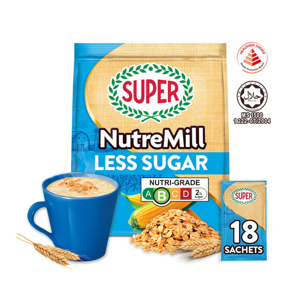 SUPER NutreMill Less Sugar, 3in1 Cereal, 18 sachets
