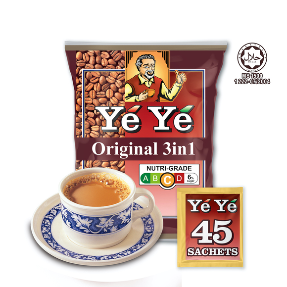 Ye Ye 3in1 Instant Coffee Regular, 45 sachets