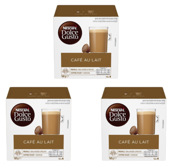 Nescafe Dolce Gusto Cafe Au Lait Coffee Capsules x 3 