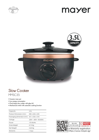 Mayer 3.5L Electric Slow Cooker