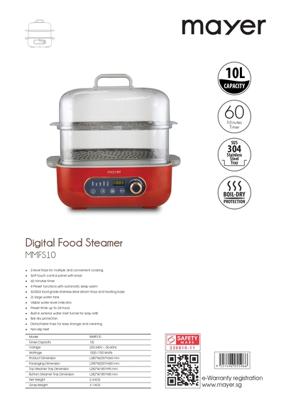 Mayer 10L Digital Food Steamer