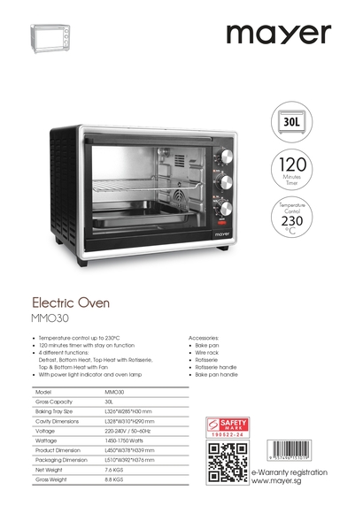 Mayer 30L Electic Oven
