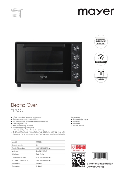 Mayer 33L Electric Oven