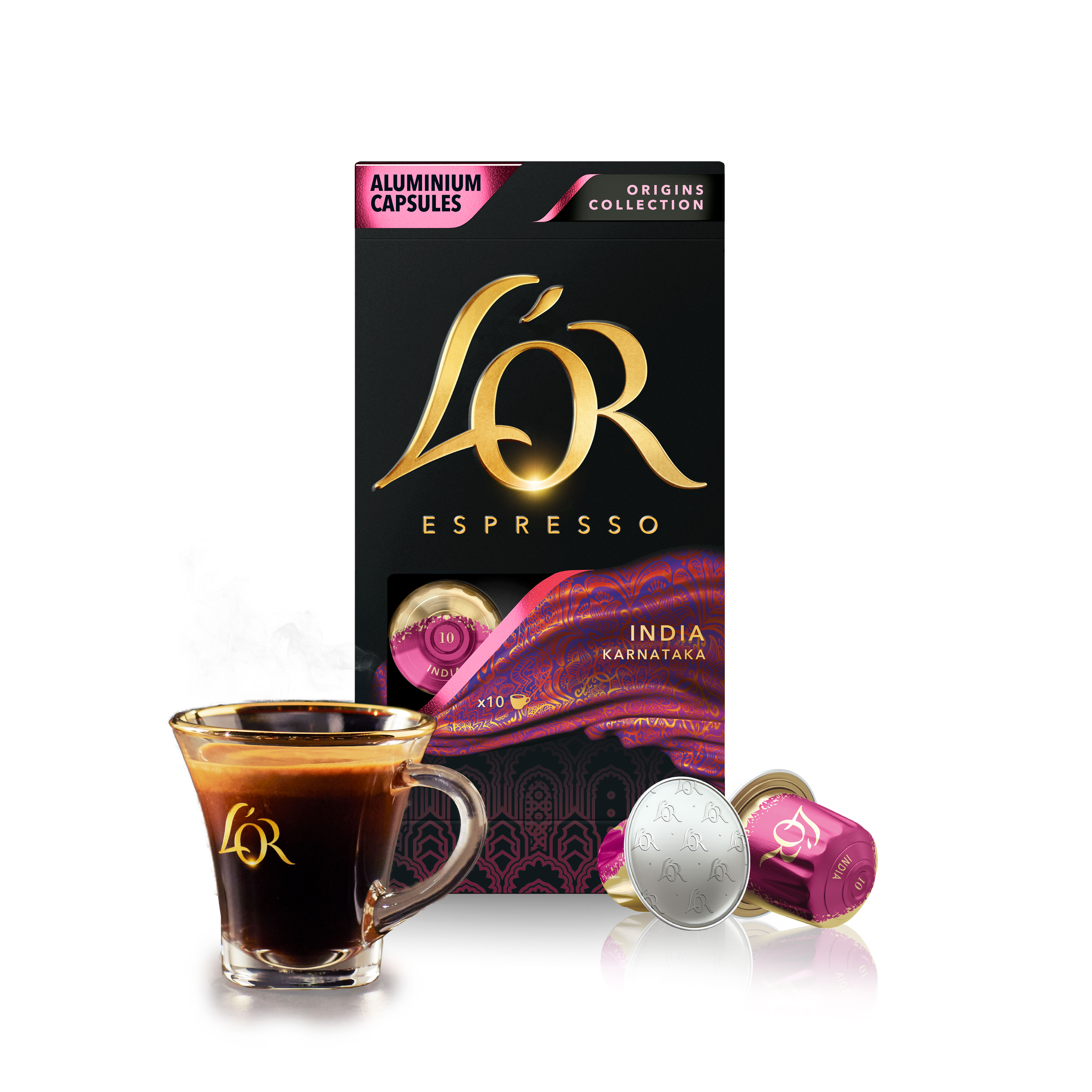 L'OR Espresso India Intensity 10 Nespresso®* Compatible Coffee Capsules, 10 capsules per pack