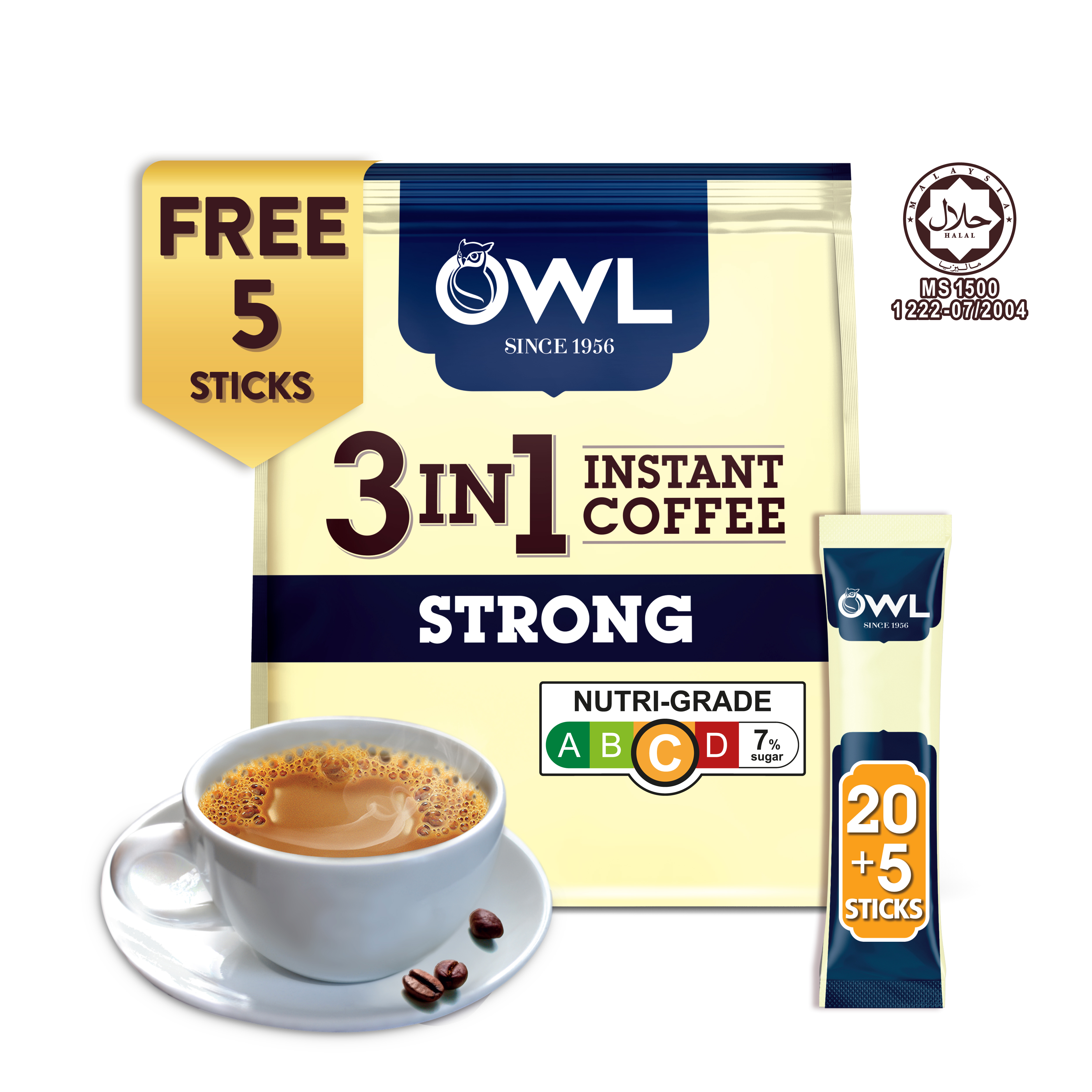 OWL 3in1 Instant Coffee Strong, 25 sticks